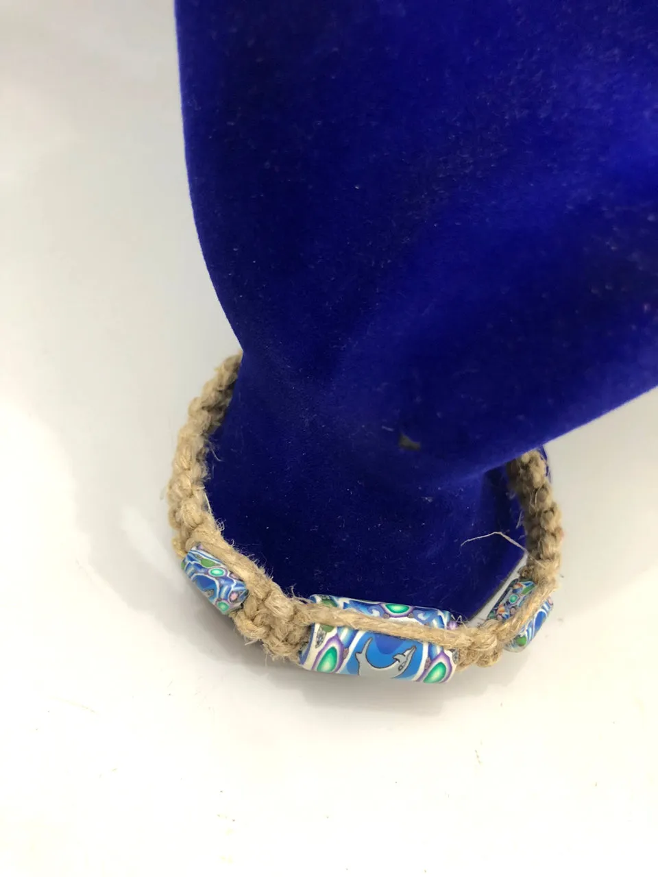 90s Hemp & Clay Bracelet (Dolphin Design)