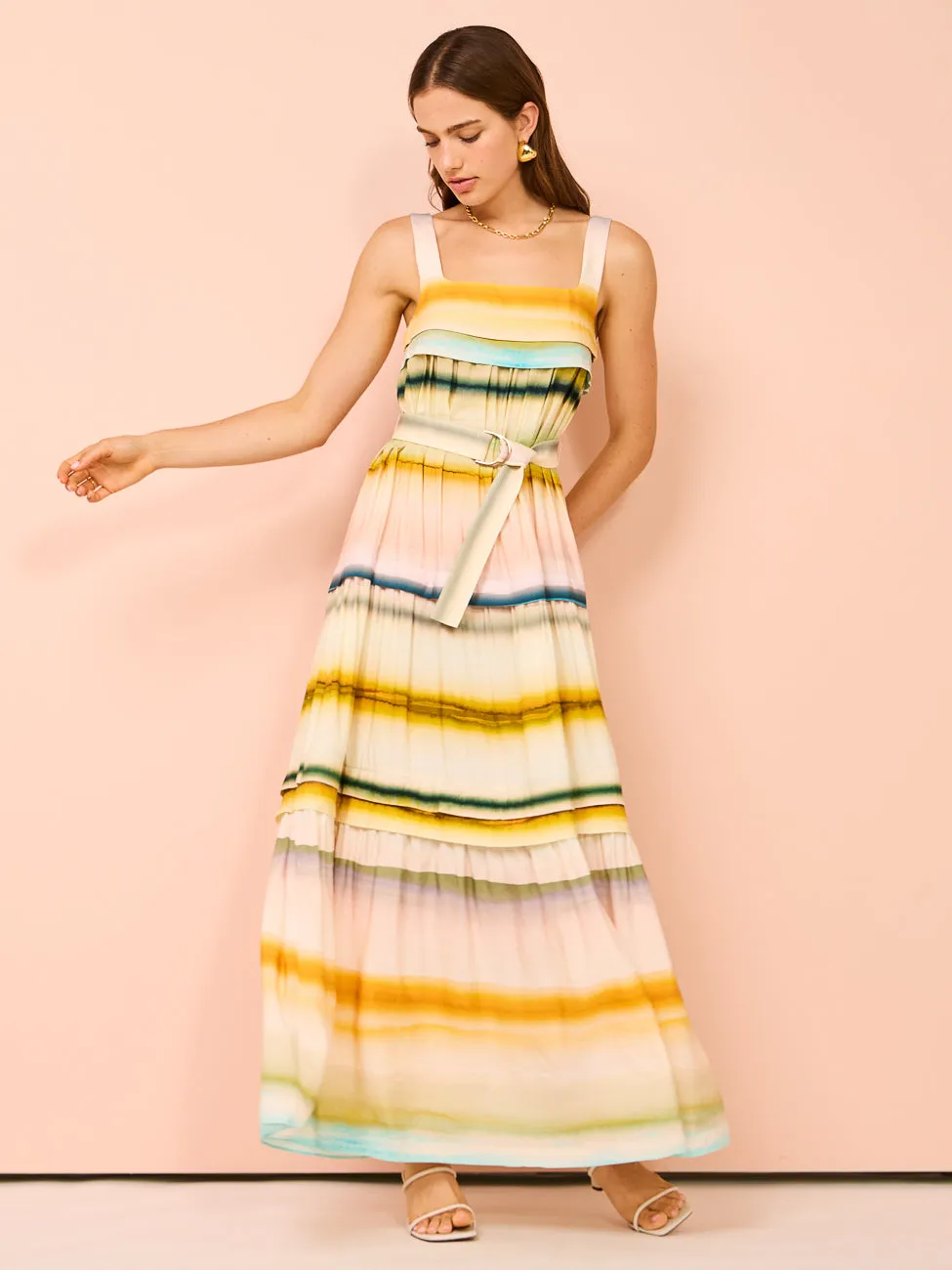 Acler Lomond Maxi Dress in Watercolour Stripe