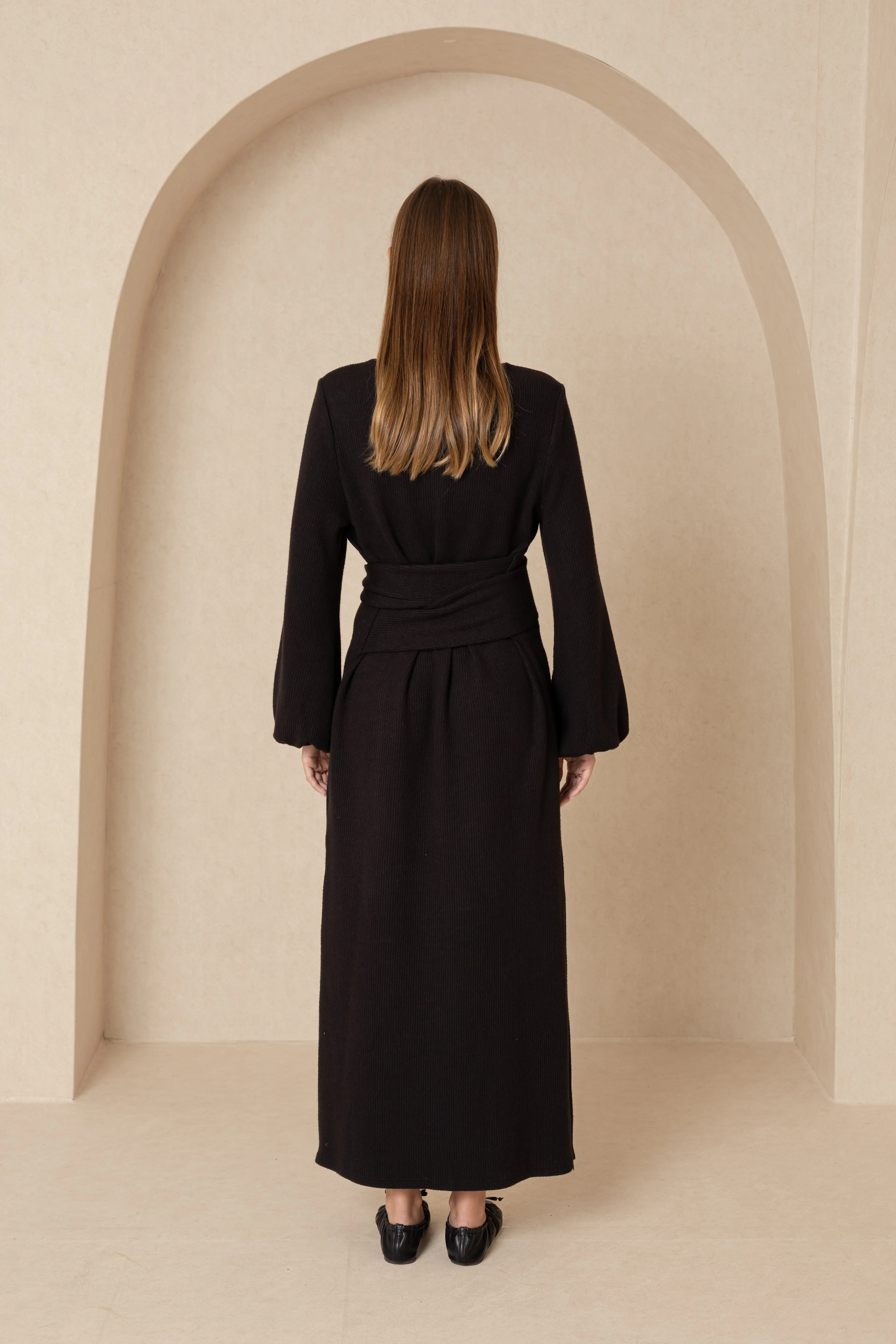 Black Knit Tie Maxi