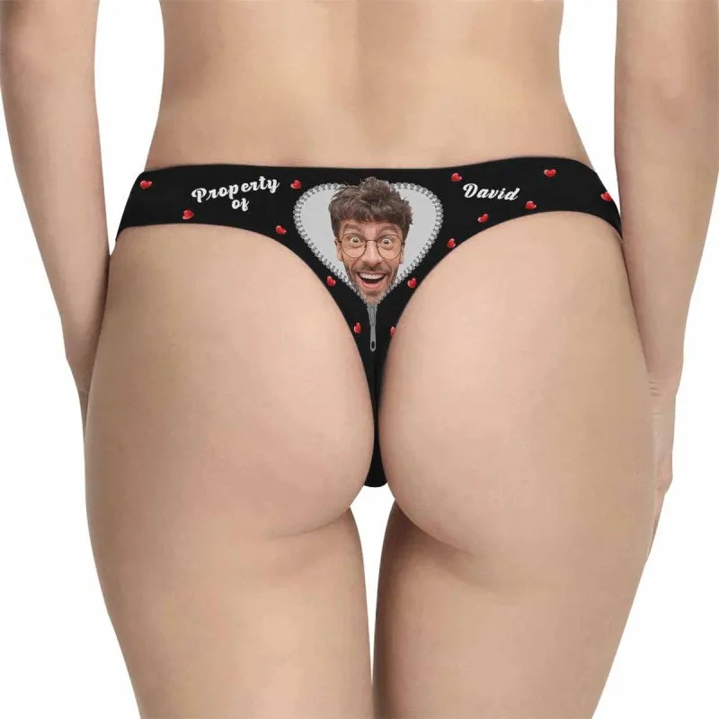 Custom Boyfriend Face&Name Underwear for Women Heart  Personalized Women's Lingerie Panties Classic Thongs