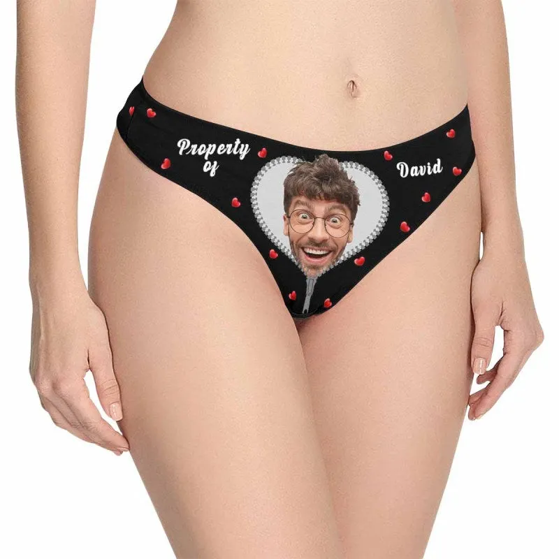 Custom Boyfriend Face&Name Underwear for Women Heart  Personalized Women's Lingerie Panties Classic Thongs