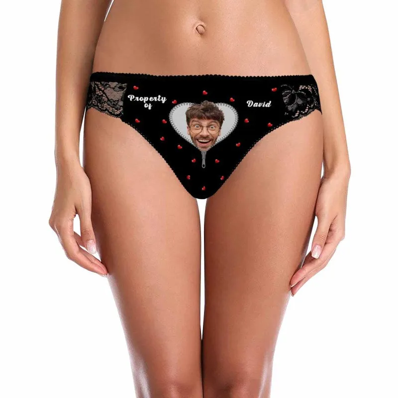 Custom Boyfriend Face&Name Underwear for Women Heart  Personalized Women's Lingerie Panties Classic Thongs
