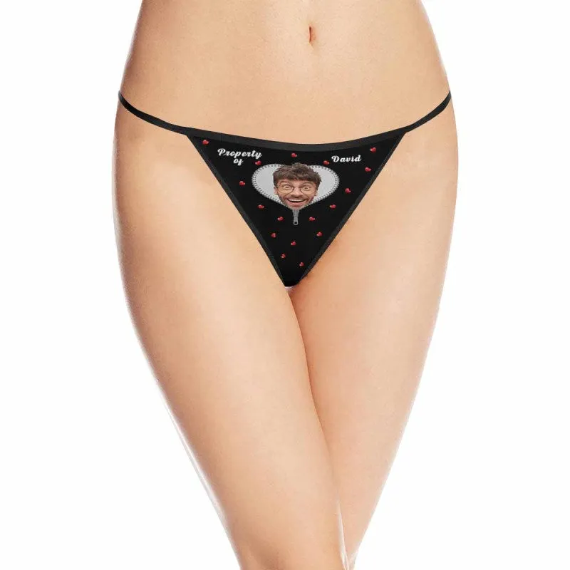 Custom Boyfriend Face&Name Underwear for Women Heart  Personalized Women's Lingerie Panties Classic Thongs
