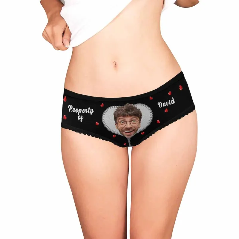Custom Boyfriend Face&Name Underwear for Women Heart  Personalized Women's Lingerie Panties Classic Thongs