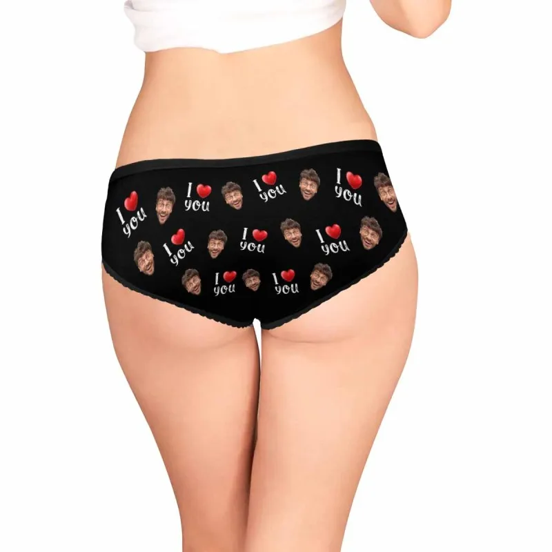 Custom Boyfriend Face&Name Underwear for Women Heart  Personalized Women's Lingerie Panties Classic Thongs