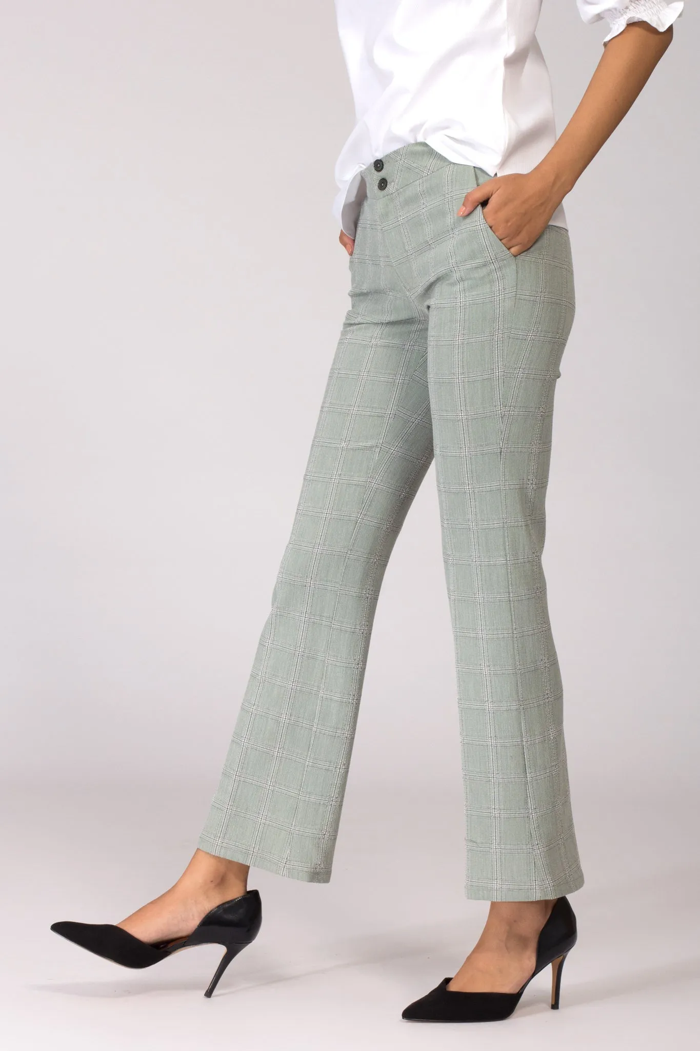 Delina Herringbone Flared Pants
