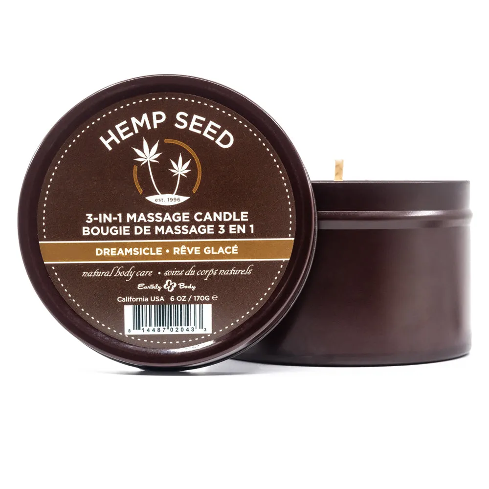 Earthly Body Hemp Seed 3-In-1 Massage Candle - Dreamsicle Scent