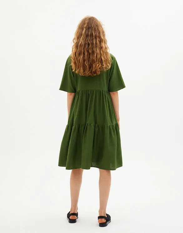 Fresia Dress In Green Hemp & Tencel