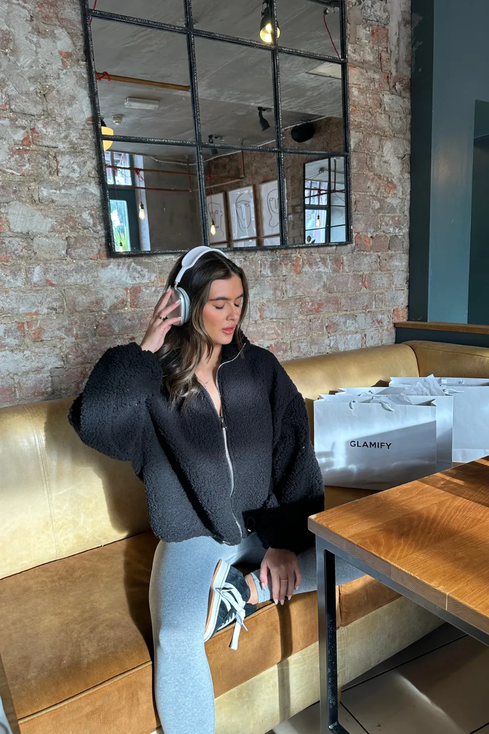Harriet black zip fleece jacket
