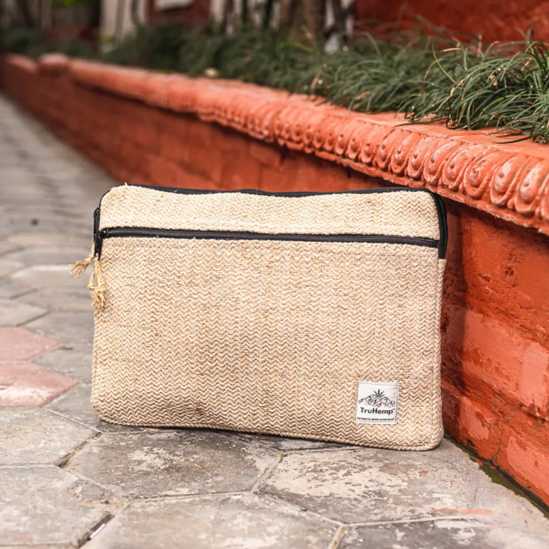 Linear Hemp Laptop Sleeve - Natural Hemp