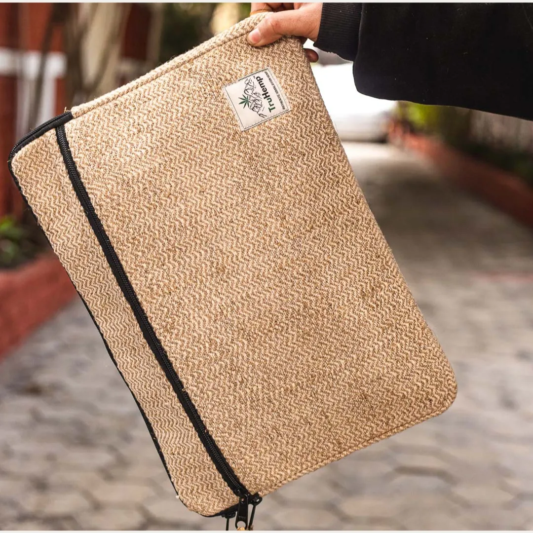 Linear Hemp Laptop Sleeve - Natural Hemp