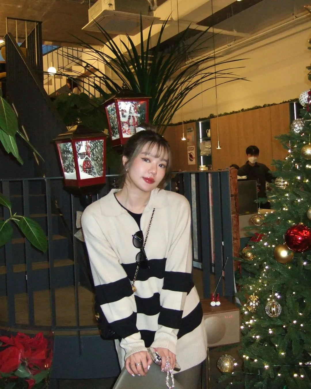 Piano Collar Knit Dress