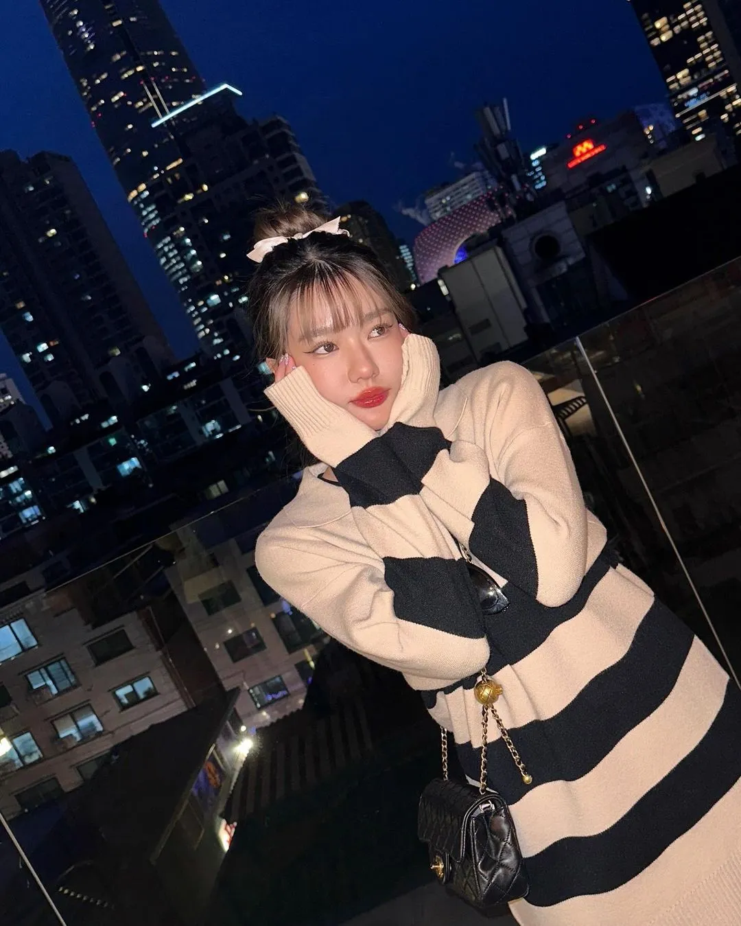 Piano Collar Knit Dress