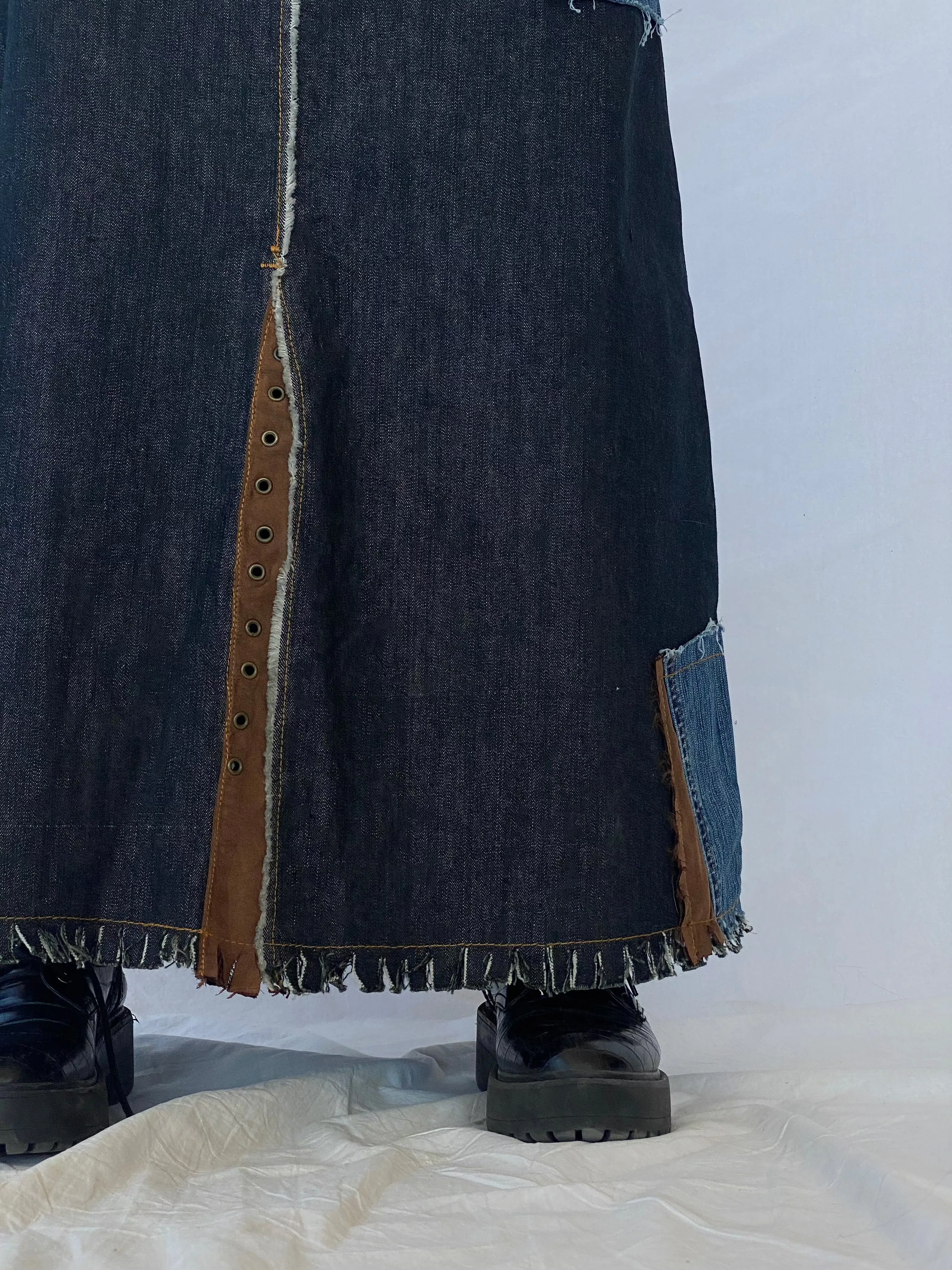 Reworked Balagan Maxi Denim Skirt