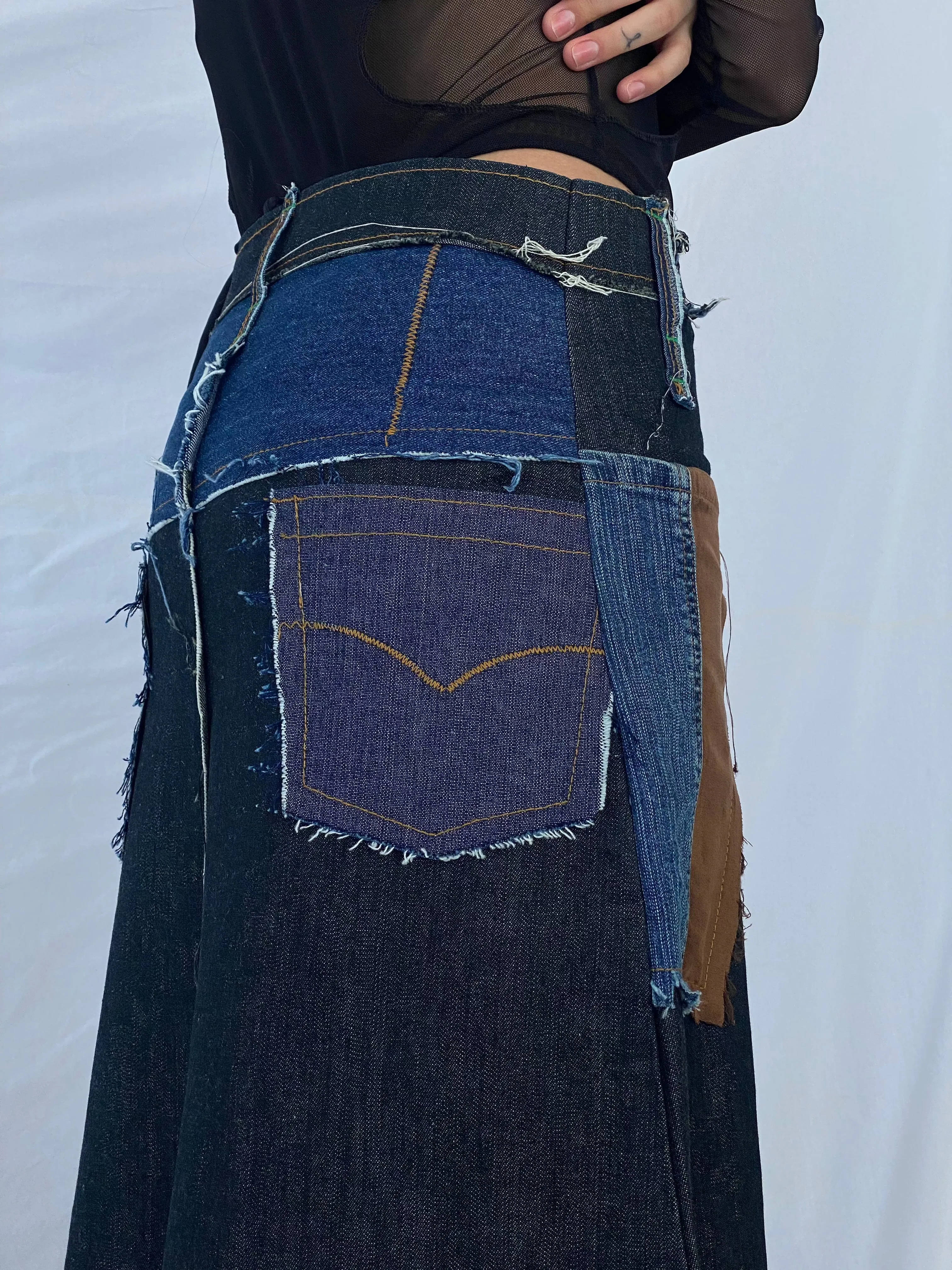 Reworked Balagan Maxi Denim Skirt