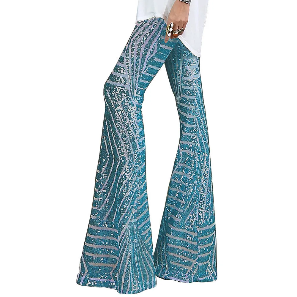 Sequin slacks women's new high waist loose straight leg trousers for autumn