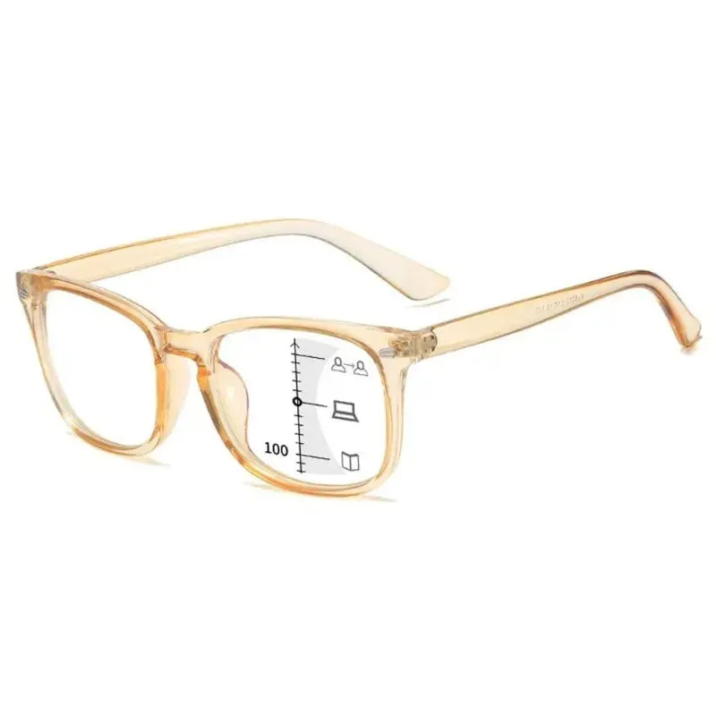Square Progressive Multifocus Reading Glasses Anti Blue Light Presbyopic Glasses Spring Hinge Readers Far and Near Eyewear