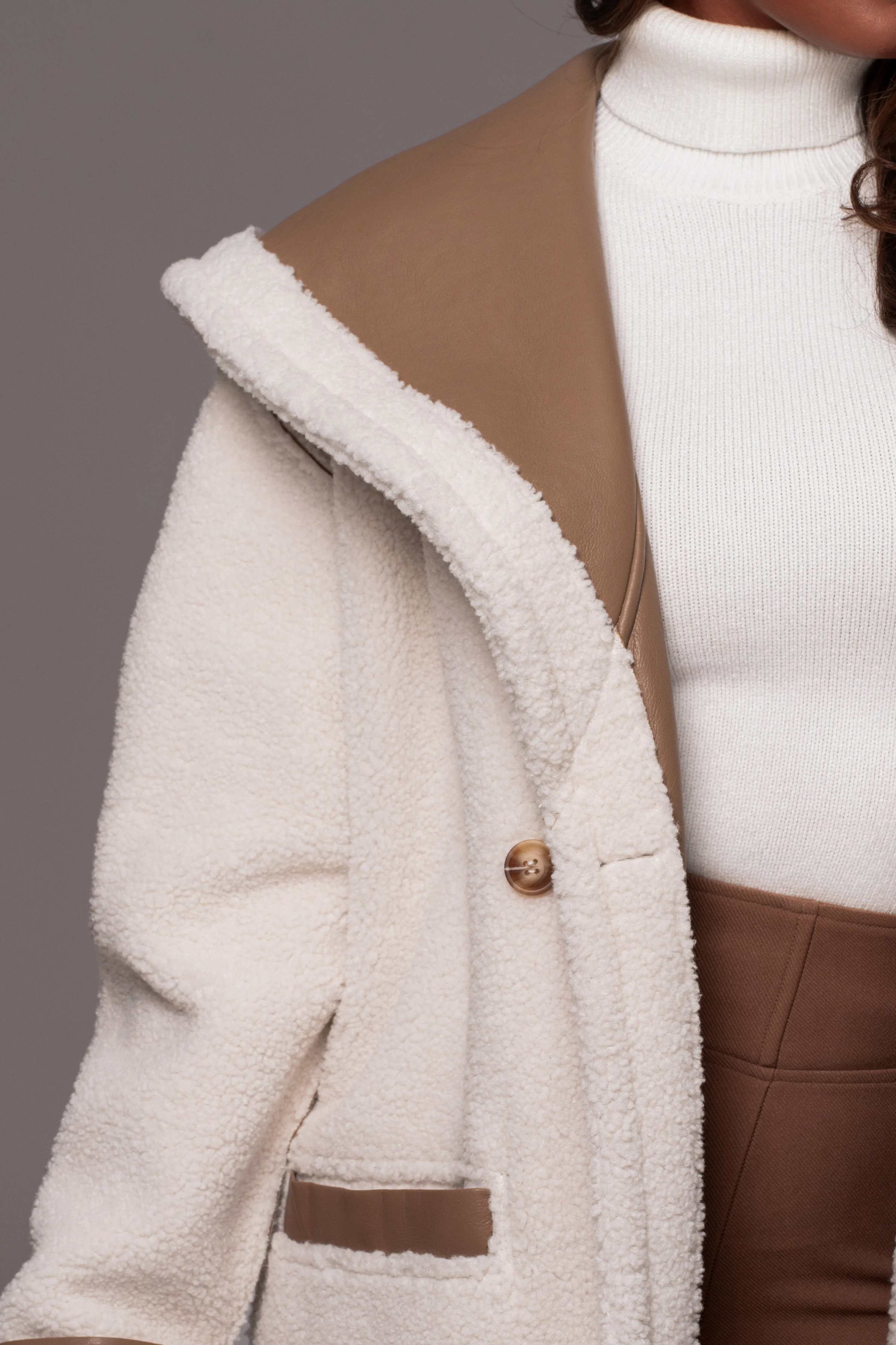 Tan Jaida Reversible Teddy Coat