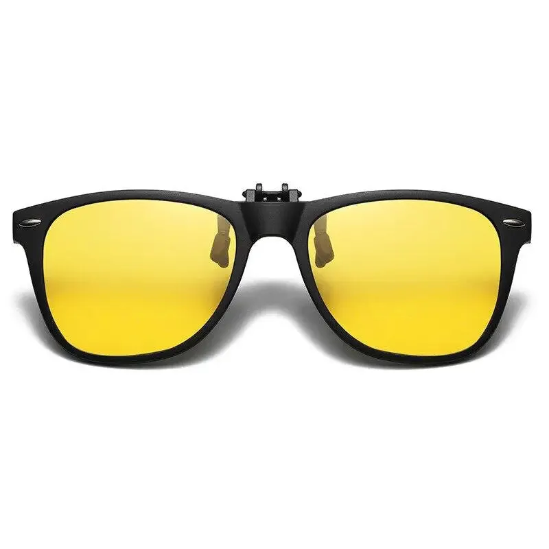 TR90 Polarized Clip On Men Sunglasses Ladies Flip Color Changing Sunglasses Night Vision Driving Glasses