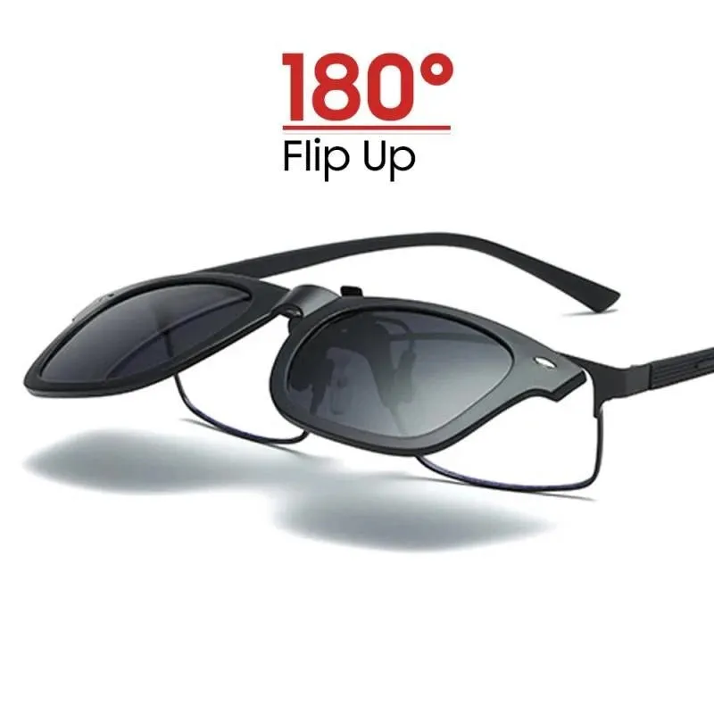 TR90 Polarized Clip On Men Sunglasses Ladies Flip Color Changing Sunglasses Night Vision Driving Glasses