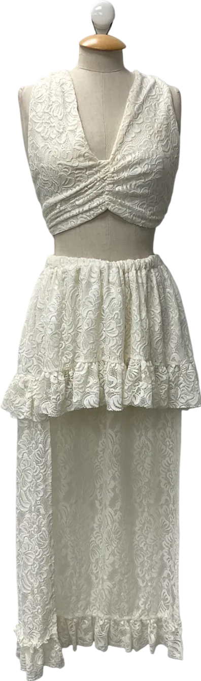 Zack White Lace Maxi Skirt & White Lace Top UK S/M